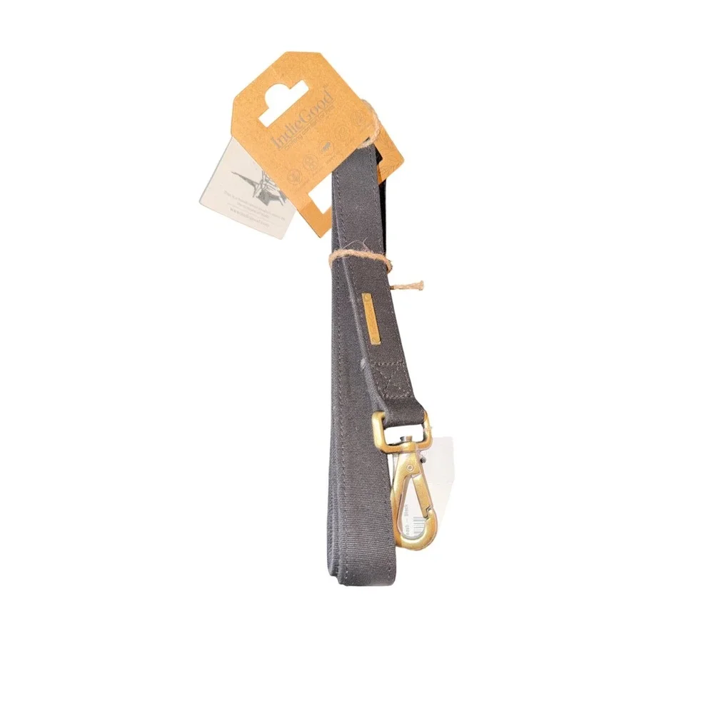 IndieGood Black Adjustable Canvas Web Dog Leash Gold Metal Clasp Large 6ft‎ NWT